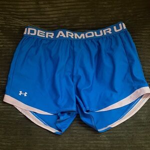 Under Armour Bright Blue Women's Athletic Shorts with white Trim